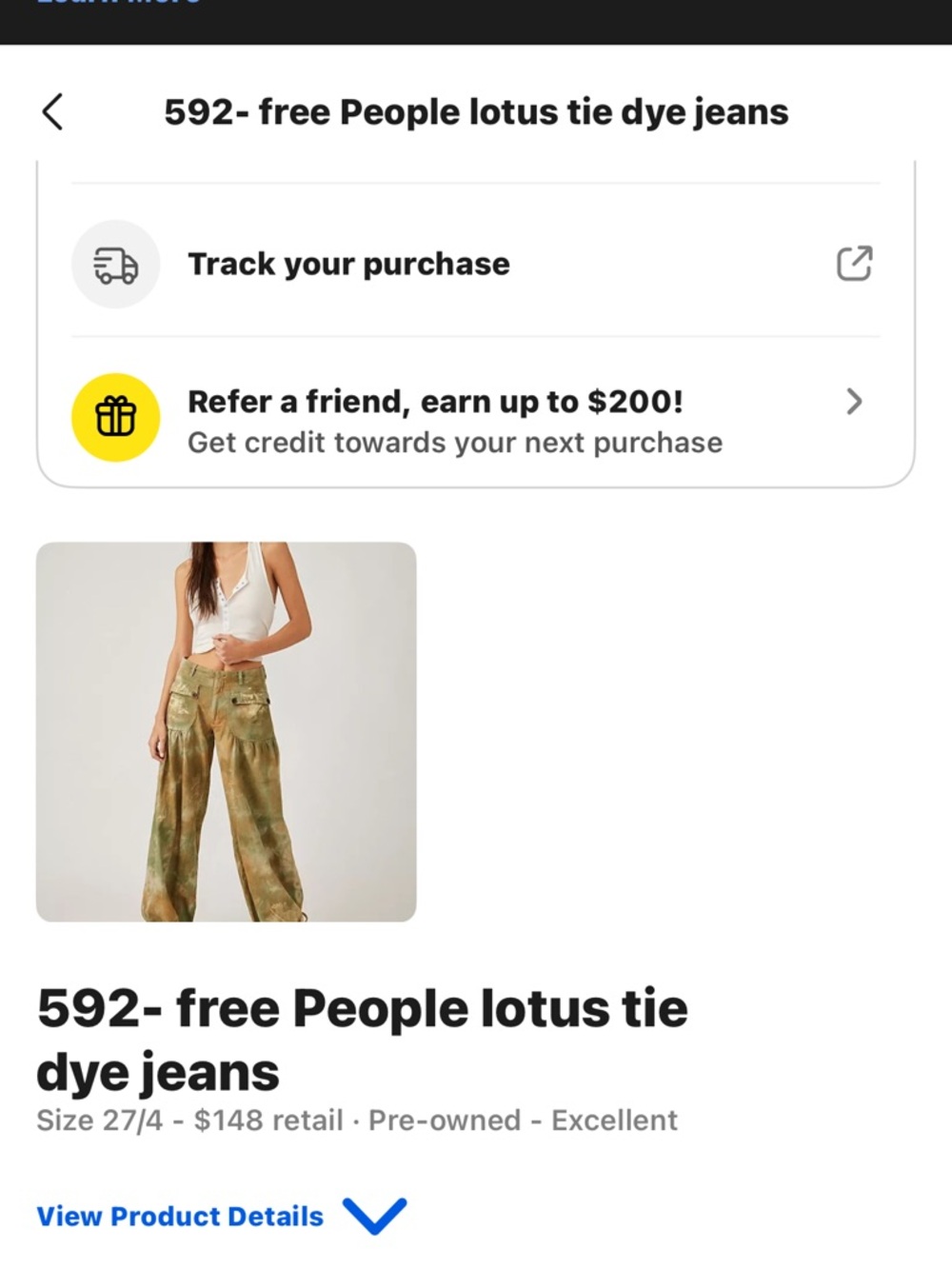 Free People Olive & Khaki Tie-Dye Wide Leg Cargo Pants - Picture 2 of 2